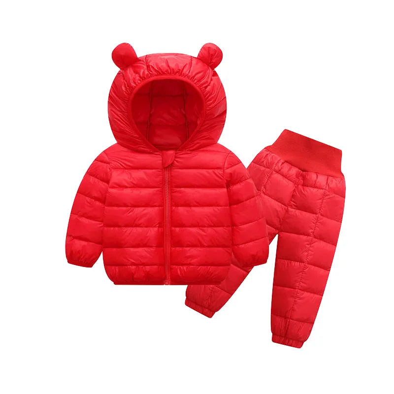 Children Winter Clothing Sets Baby Boy Keep Warm Hooded Down Jackets Pants Clothing For Girls Snowsuit Coats Ski Suit 2021 New
