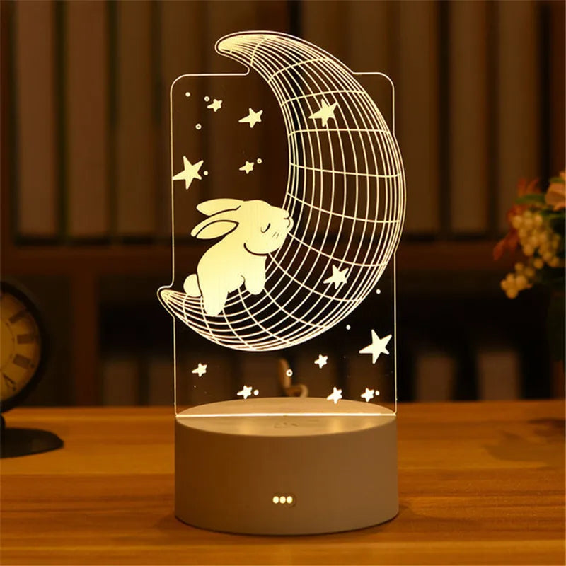 3D Lamp Acrylic USB LED Night Lights Neon Sign Lamp