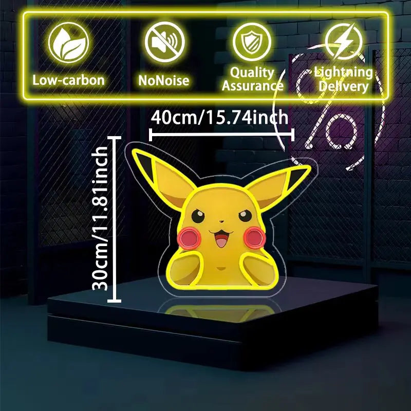 Anime Pikachu Cartoon Acrylic Neon LED Light Anime Pokemon Artwork for Home