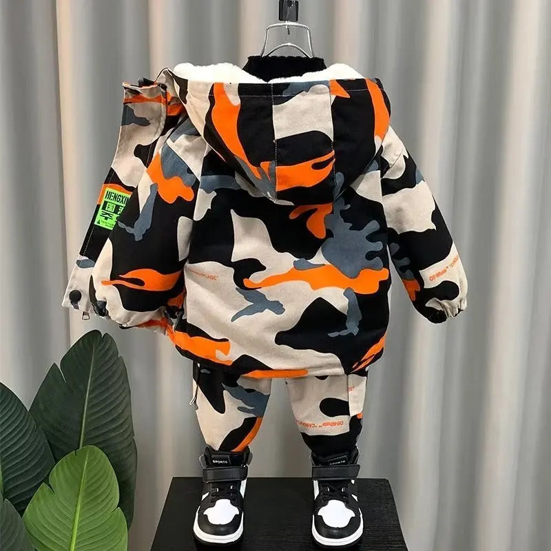 Winter Warm Coat for Boys and Girls Sets 2-Piece Set 2 4 6 8Y Children's Thickened Cotton Coat +Pants suits New Christmas