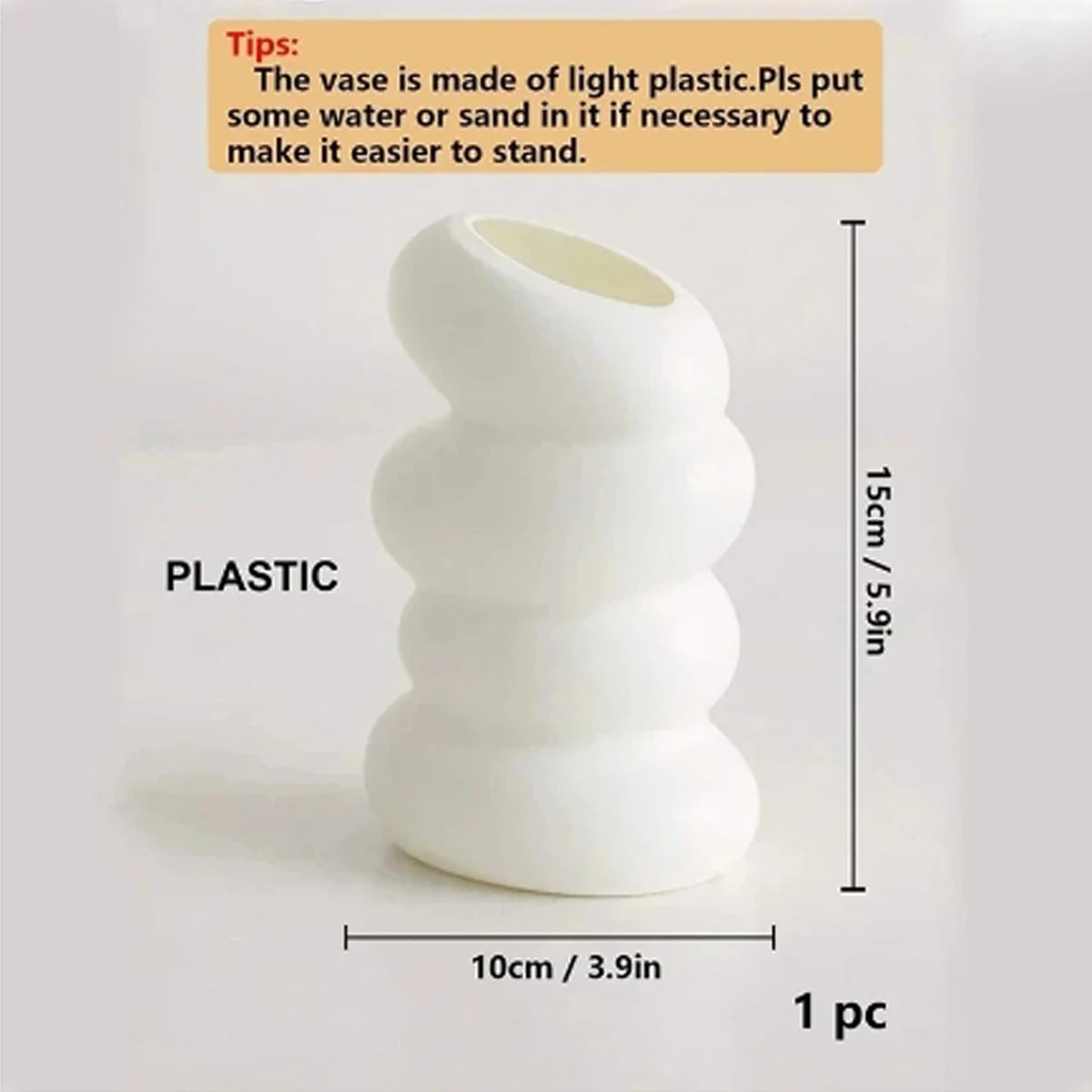 Plastic Spiral White Vase Nordic Creative Flower Arrangement Container For Home Decoration Ornament