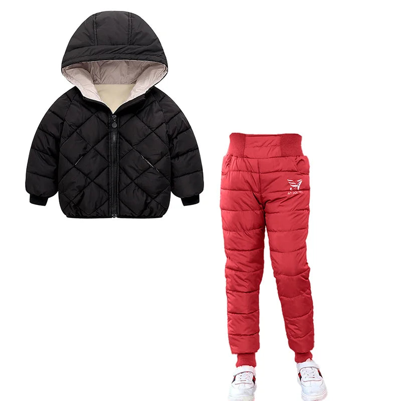 Children Winter Clothing Sets Baby Boy Keep Warm Hooded Down Jackets Pants Clothing For Girls Snowsuit Coats Ski Suit 2021 New