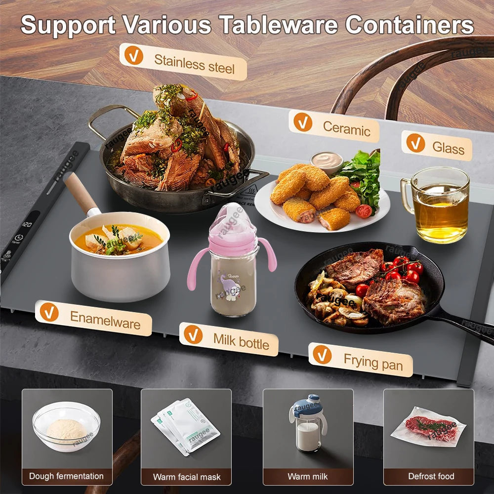 Food Warmer Mat Electric Warming Tray For Kitchen Silicone Warming Chopping Board