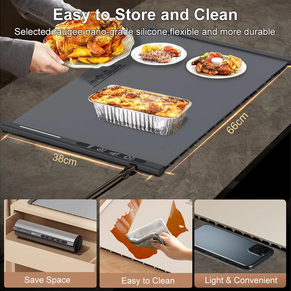 Food Warmer Mat Electric Warming Tray For Kitchen Silicone Warming Chopping Board