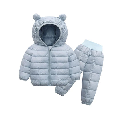 Children Winter Clothing Sets Baby Boy Keep Warm Hooded Down Jackets Pants Clothing For Girls Snowsuit Coats Ski Suit 2021 New