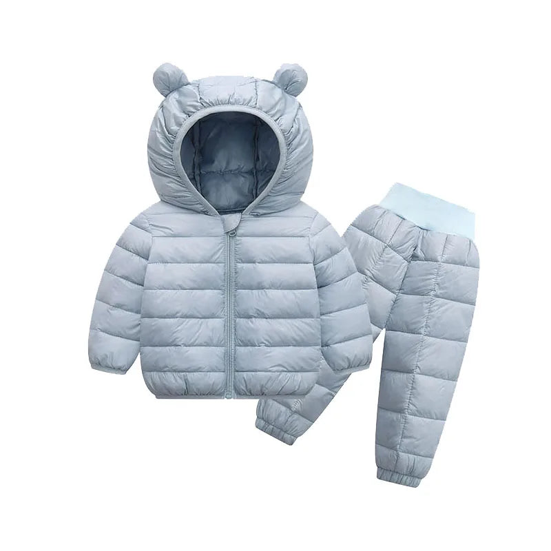 Children Winter Clothing Sets Baby Boy Keep Warm Hooded Down Jackets Pants Clothing For Girls Snowsuit Coats Ski Suit 2021 New