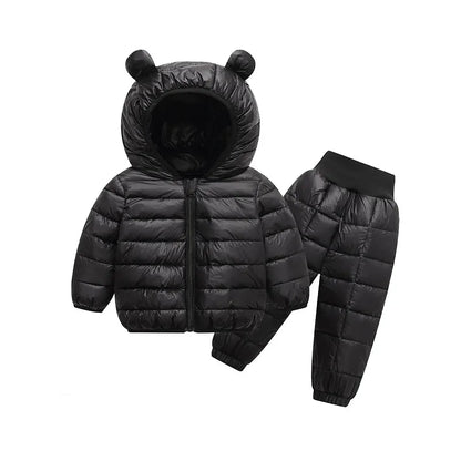 Children Winter Clothing Sets Baby Boy Keep Warm Hooded Down Jackets Pants Clothing For Girls Snowsuit Coats Ski Suit 2021 New