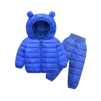 Children Winter Clothing Sets Baby Boy Keep Warm Hooded Down Jackets Pants Clothing For Girls Snowsuit Coats Ski Suit 2021 New