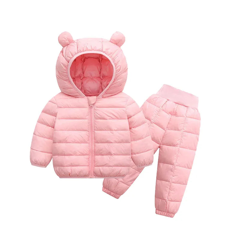 Children Winter Clothing Sets Baby Boy Keep Warm Hooded Down Jackets Pants Clothing For Girls Snowsuit Coats Ski Suit 2021 New