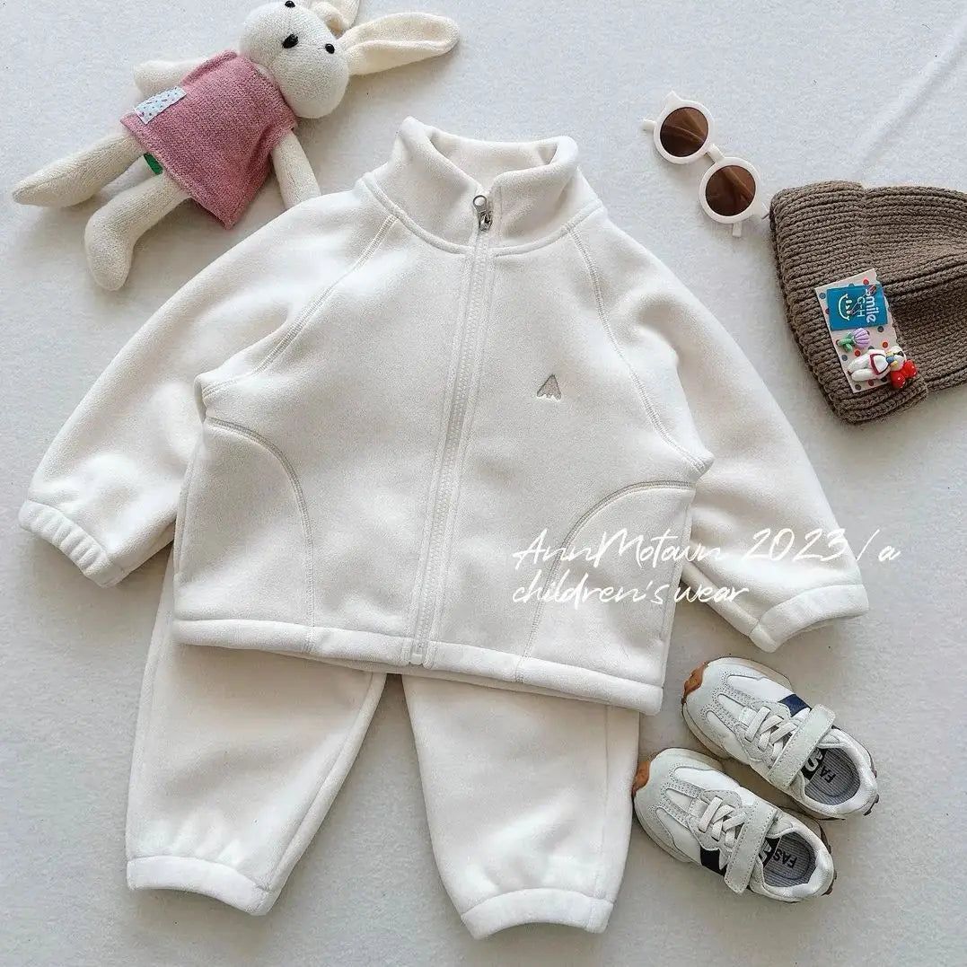 Children's Sets 2025 Girls' Winter 2-Piece Set Cute Polar Fleece Jacket & Pants Sweet Casual Outfit for Toddlers