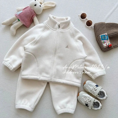 Children's Sets 2025 Girls' Winter 2-Piece Set Cute Polar Fleece Jacket & Pants Sweet Casual Outfit for Toddlers