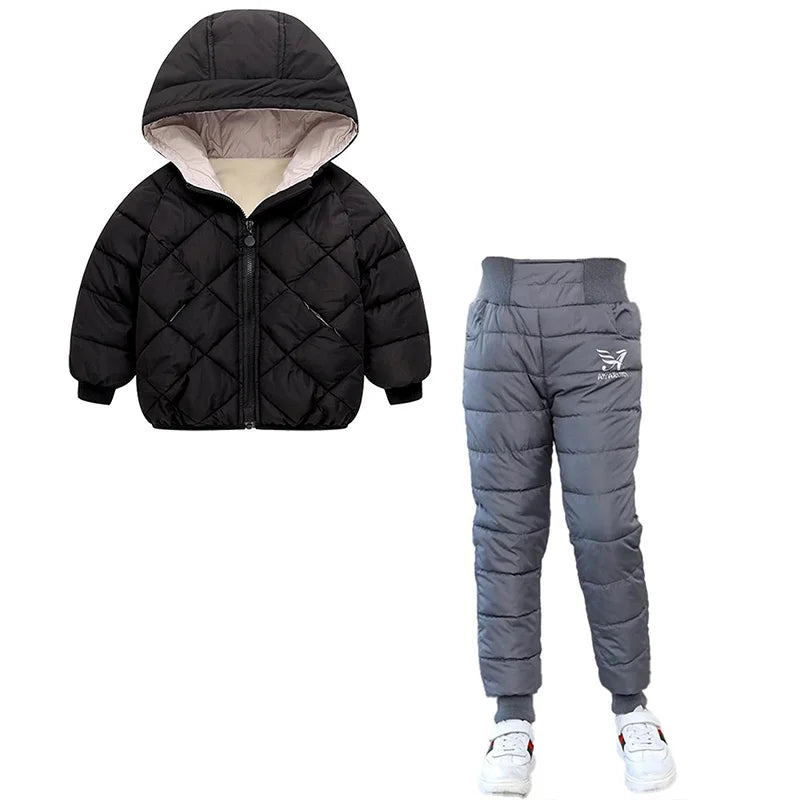 Children Winter Clothing Sets Baby Boy Keep Warm Hooded Down Jackets Pants Clothing For Girls Snowsuit Coats Ski Suit 2021 New