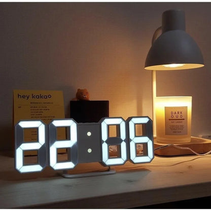 3D  LED Digital Alarm Clock Wall Clock Times Date Temperature Suitable for Home Kitchen