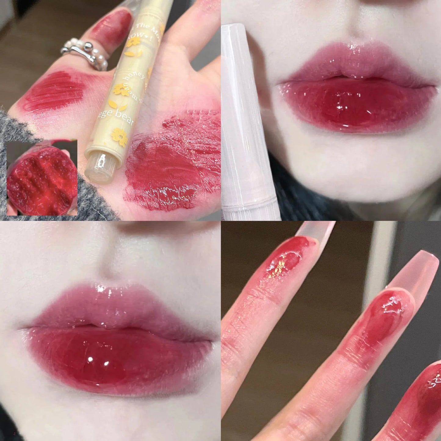 Water-light Lip Glaze Mirror Glitter Lip Tint Long Lasting Moisturising Love Heart Shape