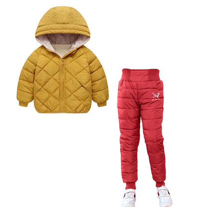Children Winter Clothing Sets Baby Boy Keep Warm Hooded Down Jackets Pants Clothing For Girls Snowsuit Coats Ski Suit 2021 New