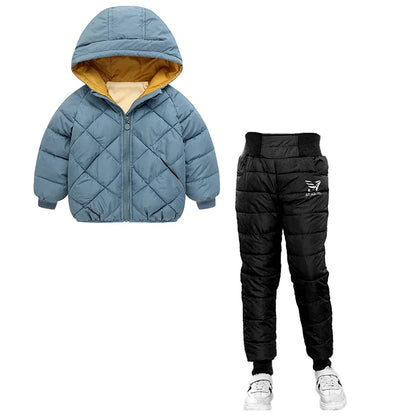Children Winter Clothing Sets Baby Boy Keep Warm Hooded Down Jackets Pants Clothing For Girls Snowsuit Coats Ski Suit 2021 New