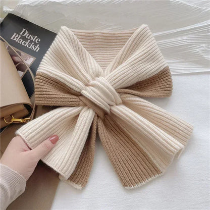 Fashion Knitted Scarf for Women Girls Autumn Winter Soft Cross Patchwork Colors Scarves Lady Warm Neck Protection