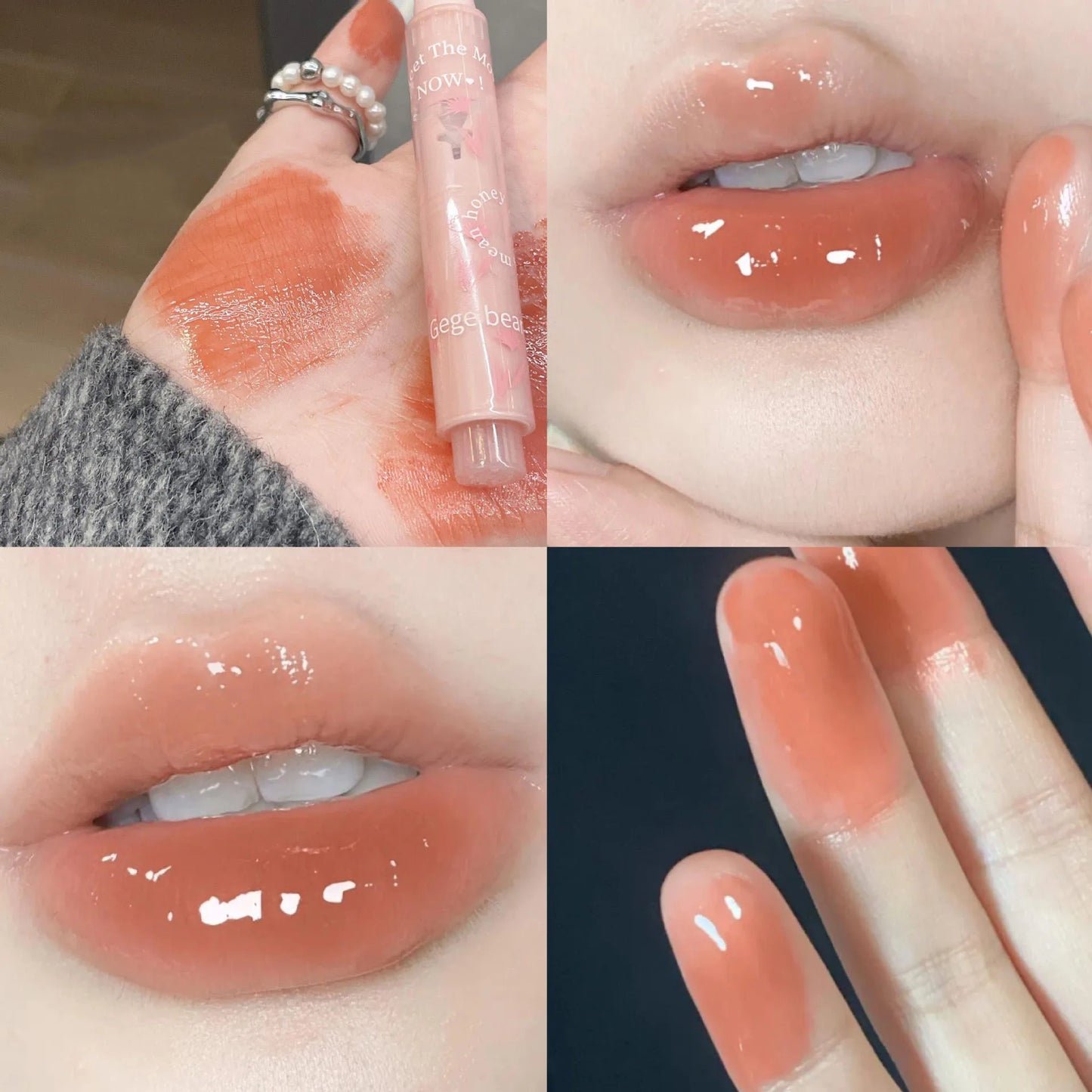 Water-light Lip Glaze Mirror Glitter Lip Tint Long Lasting Moisturising Love Heart Shape