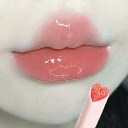 Water-light Lip Glaze Mirror Glitter Lip Tint Long Lasting Moisturising Love Heart Shape