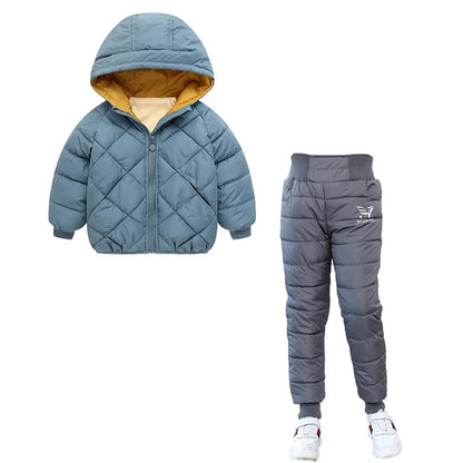 Children Winter Clothing Sets Baby Boy Keep Warm Hooded Down Jackets Pants Clothing For Girls Snowsuit Coats Ski Suit 2021 New