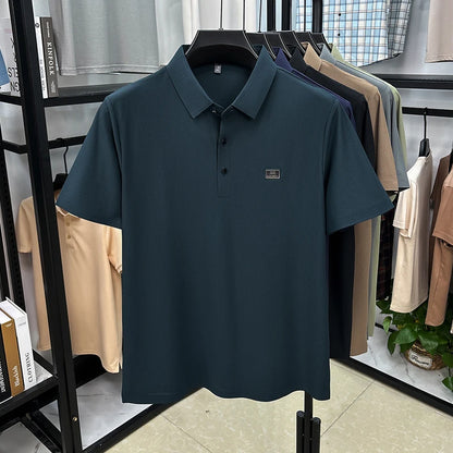 Luxury brand symbol emboss men short sleeve polo shirt fashion