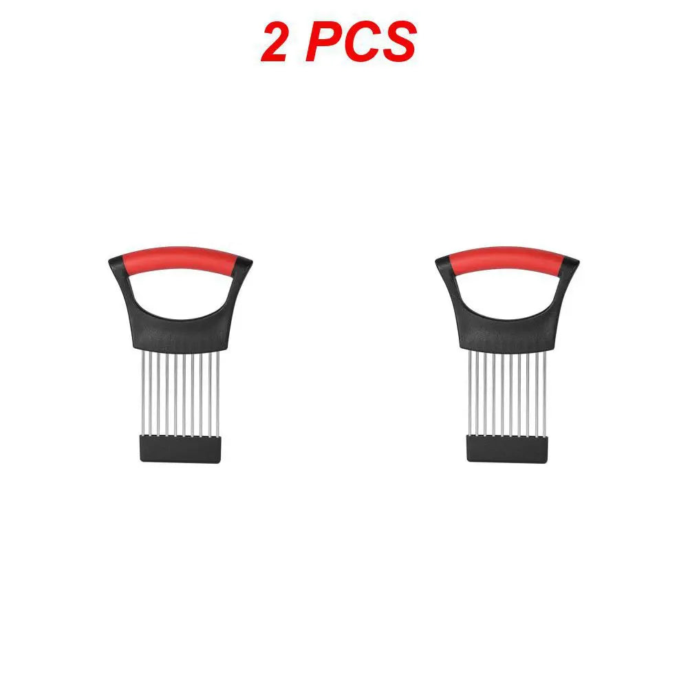 Stainless Steel Onion Cutter Holder Food Slicers Assistant Tomato Onion Slicer