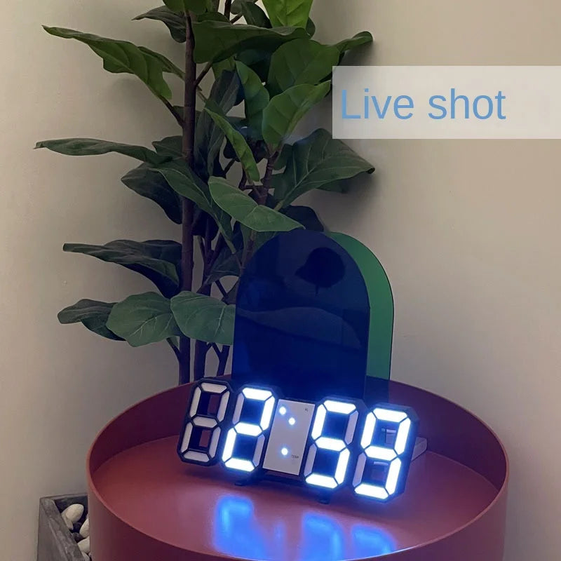 3D  LED Digital Alarm Clock Wall Clock Times Date Temperature Suitable for Home Kitchen