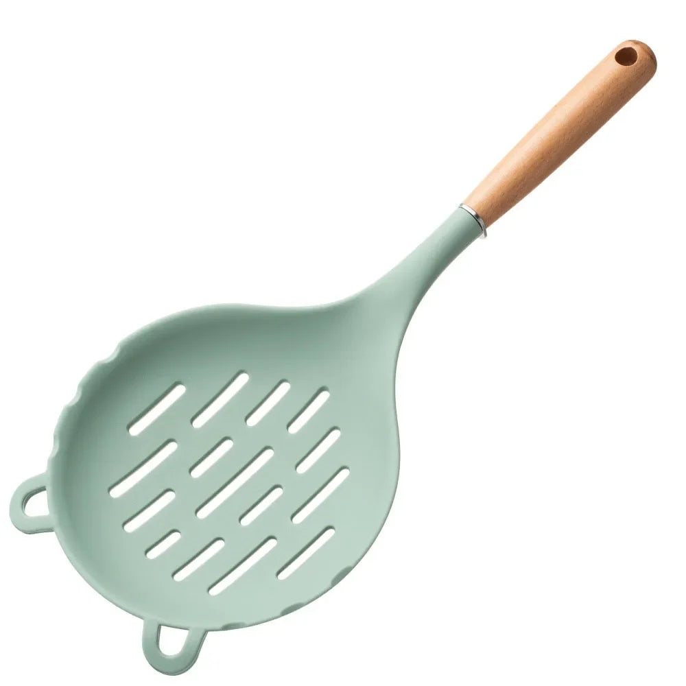 1Pcs Silicone Food Strainer Colander Spoon Gadget Creative Cooking Spatula Large Colander Soup Strainer Household Kitchen Tool