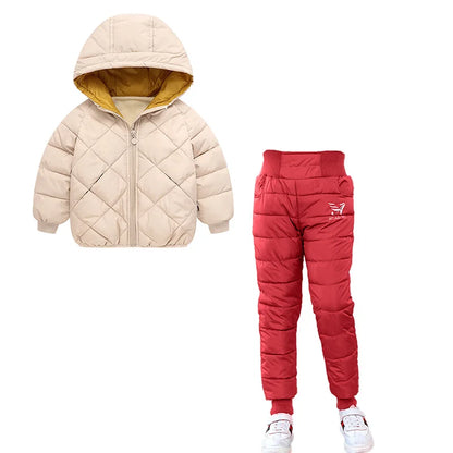 Children Winter Clothing Sets Baby Boy Keep Warm Hooded Down Jackets Pants Clothing For Girls Snowsuit Coats Ski Suit 2021 New