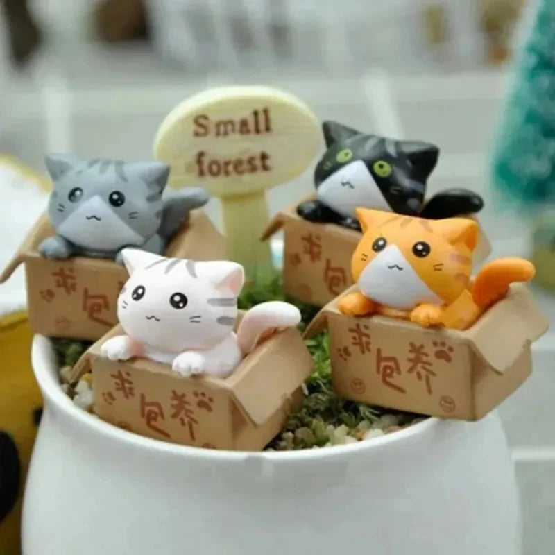 Mini Cat Ornament Garden Kitten Statue Gift For Kids Children Home Decoration