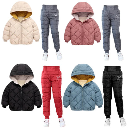 Children Winter Clothing Sets Baby Boy Keep Warm Hooded Down Jackets Pants Clothing For Girls Snowsuit Coats Ski Suit 2021 New