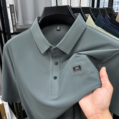 Luxury brand symbol emboss men short sleeve polo shirt fashion