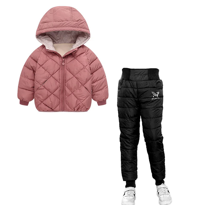 Children Winter Clothing Sets Baby Boy Keep Warm Hooded Down Jackets Pants Clothing For Girls Snowsuit Coats Ski Suit 2021 New