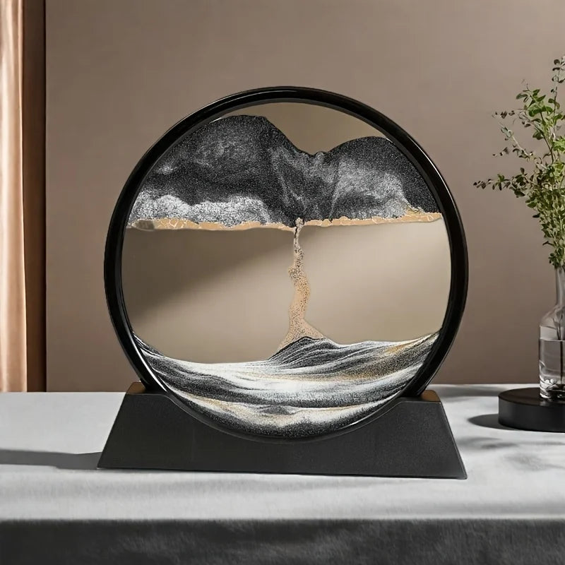 Modern Automatic Flip-Over Hourglass Deep Blue & Black Modern Tabletop Decor No Electricity Needed Perfect Desk Decor