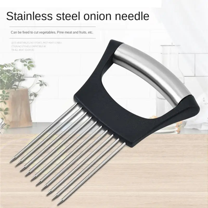 Stainless Steel Onion Cutter Holder Food Slicers Assistant Tomato Onion Slicer