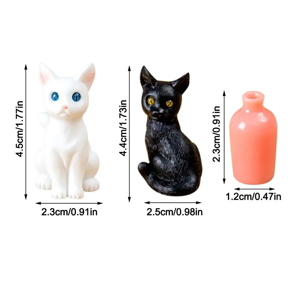 Cute Simulation Color Cat Figurines DIY Gift Small Vase Miniature Decoration