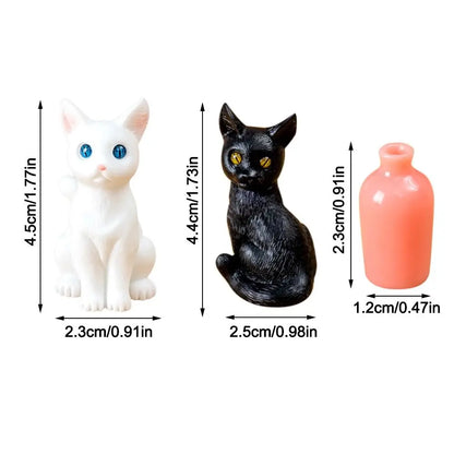 Cute Simulation Color Cat Figurines DIY Gift Small Vase Miniature Decoration