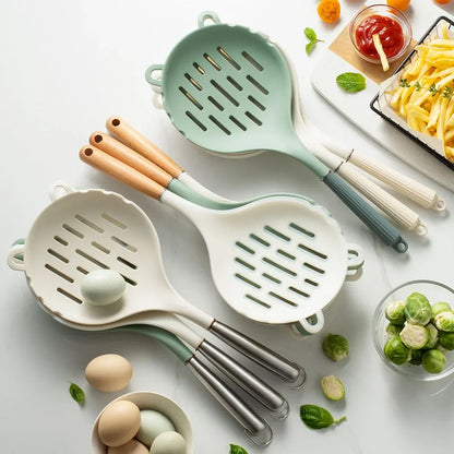 1Pcs Silicone Food Strainer Colander Spoon Gadget Creative Cooking Spatula Large Colander Soup Strainer Household Kitchen Tool