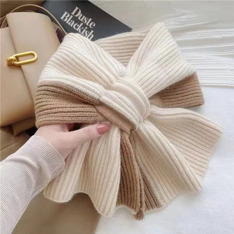 Girls' autumn and winter short cross scarf knitted all-matching neck  warm scarf Fashion