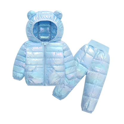 Children Winter Clothing Sets Baby Boy Keep Warm Hooded Down Jackets Pants Clothing For Girls Snowsuit Coats Ski Suit 2021 New