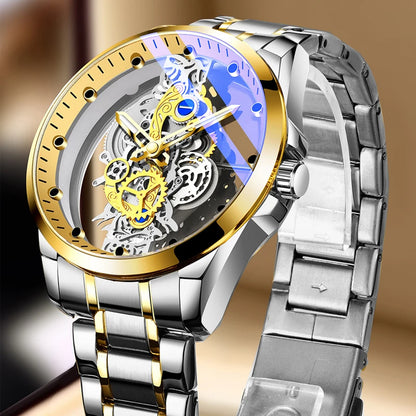 Luxury Men's Business Watches Men Silver Stainless Steel Quartz Watch