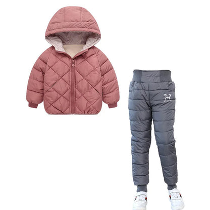 Children Winter Clothing Sets Baby Boy Keep Warm Hooded Down Jackets Pants Clothing For Girls Snowsuit Coats Ski Suit 2021 New