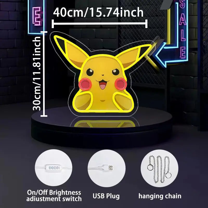 Anime Pikachu Cartoon Acrylic Neon LED Light Anime Pokemon Artwork for Home