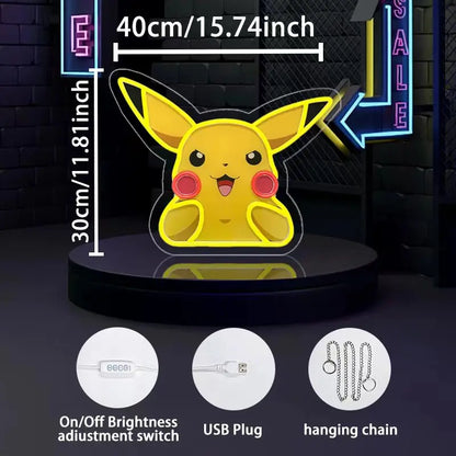 Anime Pikachu Cartoon Acrylic Neon LED Light Anime Pokemon Artwork for Home