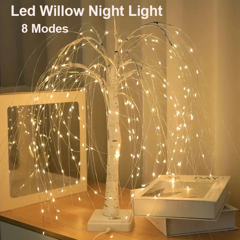 Willow Night Light 192 LED Table Lamp 8 Modes Battery And USB Use Tree Lights