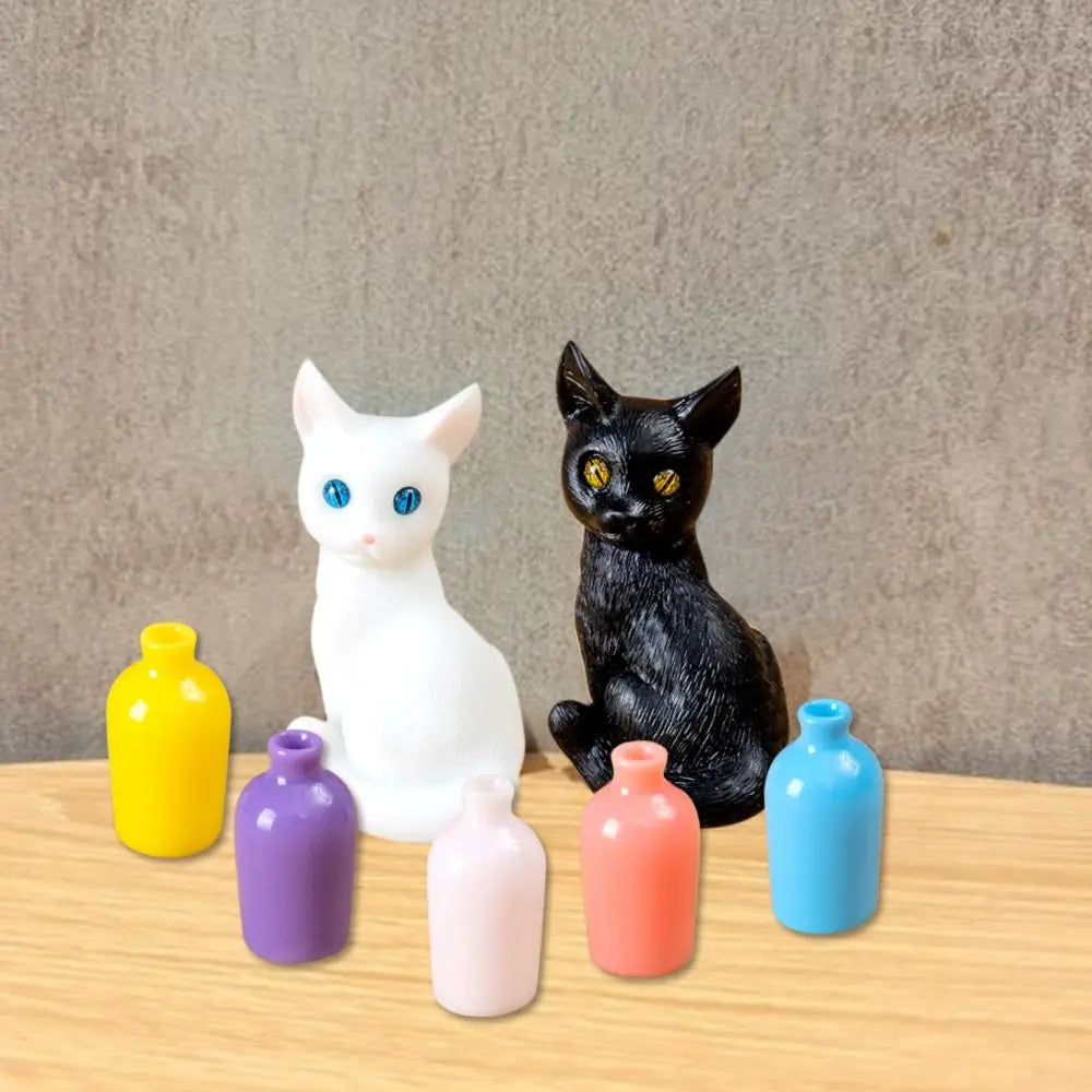 Cute Simulation Color Cat Figurines DIY Gift Small Vase Miniature Decoration