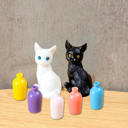 Cute Simulation Color Cat Figurines DIY Gift Small Vase Miniature Decoration