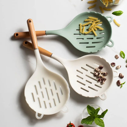 1Pcs Silicone Food Strainer Colander Spoon Gadget Creative Cooking Spatula Large Colander Soup Strainer Household Kitchen Tool