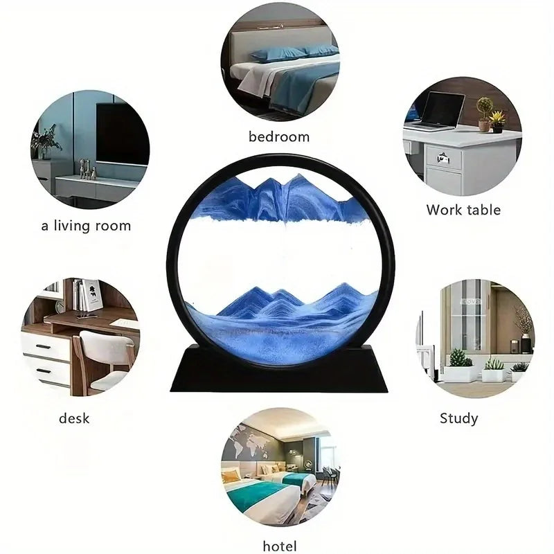 Modern Automatic Flip-Over Hourglass Deep Blue & Black Modern Tabletop Decor No Electricity Needed Perfect Desk Decor