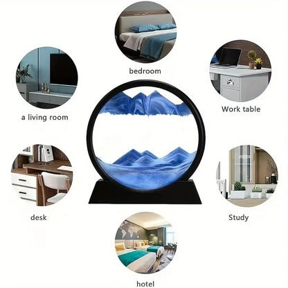 Modern Automatic Flip-Over Hourglass Deep Blue & Black Modern Tabletop Decor No Electricity Needed Perfect Desk Decor